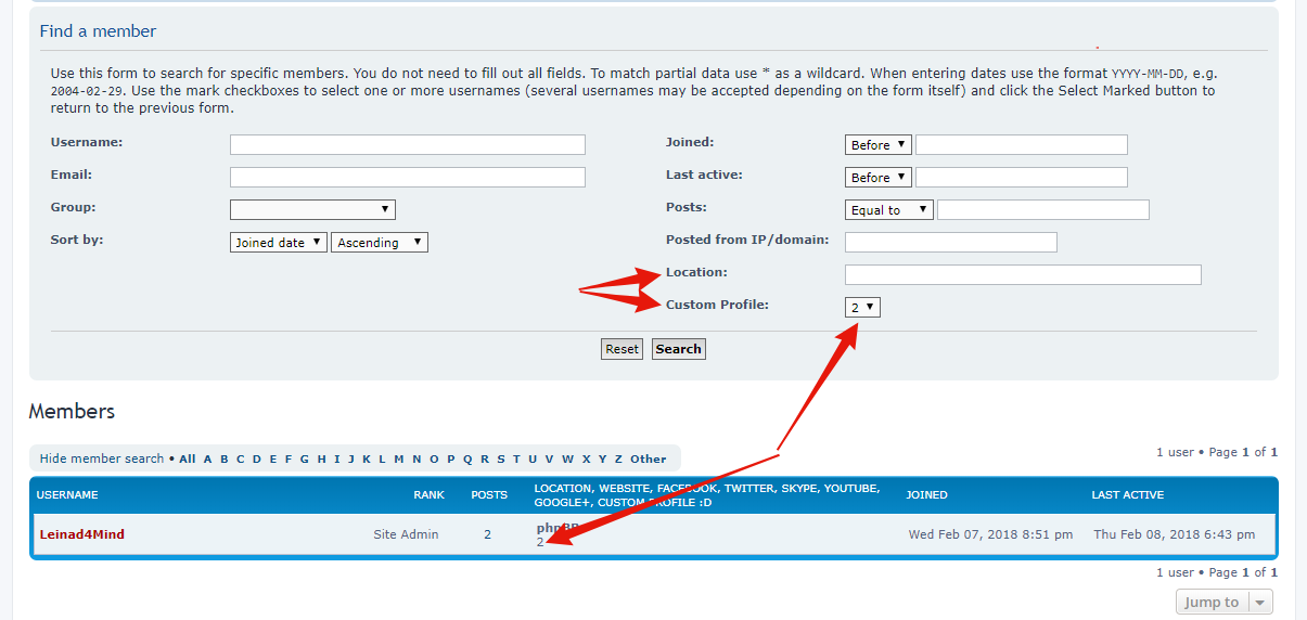 Profile Field Searchable